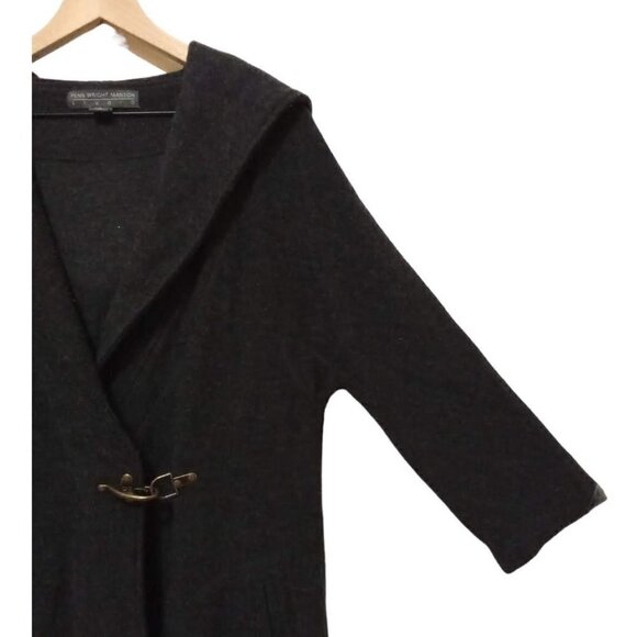 FENN Wright Manson Gray Wool Latch Hook Hooded Cardigan Sz M - Picture 6 of 8